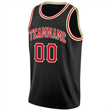Charger l&#39;image dans la galerie, Custom Black Red-Cream Round Neck Rib-Knit Basketball Jersey

