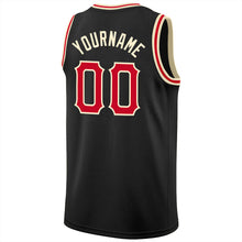 Charger l&#39;image dans la galerie, Custom Black Red-Cream Round Neck Rib-Knit Basketball Jersey
