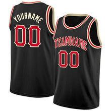 Charger l&#39;image dans la galerie, Custom Black Red-Cream Round Neck Rib-Knit Basketball Jersey
