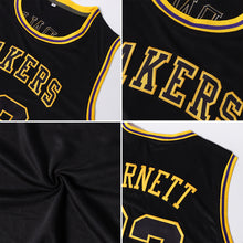 Load image into Gallery viewer, Custom Black Black-Gold Round Neck Rib-Knit Basketball Jersey
