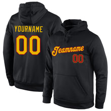 Load image into Gallery viewer, Custom Stitched Black Gold-Red Sports Pullover Sweatshirt Hoodie
