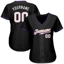 Laden Sie das Bild in den Galerie-Viewer, Custom Black White-Purple Authentic Baseball Jersey
