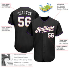 Laden Sie das Bild in den Galerie-Viewer, Custom Black White-Purple Authentic Baseball Jersey
