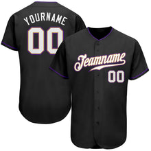Laden Sie das Bild in den Galerie-Viewer, Custom Black White-Purple Authentic Baseball Jersey
