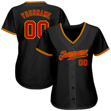 Load image into Gallery viewer, Custom Black Red-Gold Authentic Baseball Jersey
