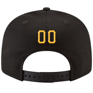 Custom Black Gold-White Stitched Adjustable Snapback Hat