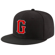 Laden Sie das Bild in den Galerie-Viewer, Custom Black Red-White Stitched Adjustable Snapback Hat
