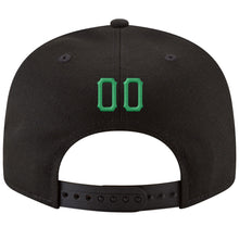 Загрузить изображение в средство просмотра галереи, Custom Black Kelly Green-White Stitched Adjustable Snapback Hat
