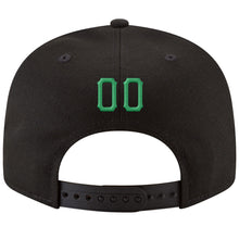 Laden Sie das Bild in den Galerie-Viewer, Custom Black Kelly Green-White Stitched Adjustable Snapback Hat
