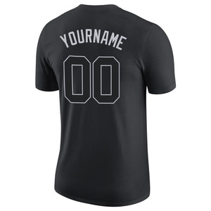 Custom Black Black-Gray Performance T-Shirt