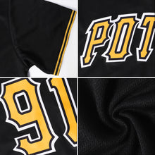 Laden Sie das Bild in den Galerie-Viewer, Custom Black Gold Authentic Throwback Rib-Knit Baseball Jersey Shirt
