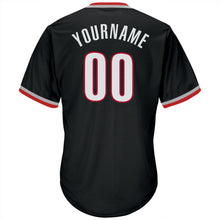 Load image into Gallery viewer, Custom Black White-Red Authentic Throwback Rib-Knit Baseball Jersey Shirt
