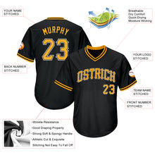 Laden Sie das Bild in den Galerie-Viewer, Custom Black Gold-White Authentic Throwback Rib-Knit Baseball Jersey Shirt
