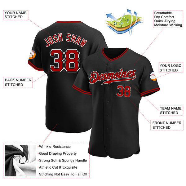 Sale Build White Baseball Authentic Black Jersey Red – CustomJerseysPro