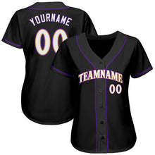Laden Sie das Bild in den Galerie-Viewer, Custom Black White-Purple Authentic Baseball Jersey
