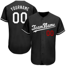 Laden Sie das Bild in den Galerie-Viewer, Custom Black White-Red Authentic Baseball Jersey
