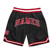 Load image into Gallery viewer, Custom Black Red-White Authentic Throwback Basketball Shorts
