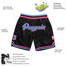 Load image into Gallery viewer, Custom Black Light Blue-Pink Authentic Throwback Basketball Shorts

