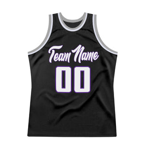 Custom Black White-Purple Authentic Throwback Basketball Jersey