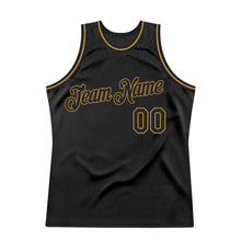 Laden Sie das Bild in den Galerie-Viewer, Custom Black Black-Old Gold Authentic Throwback Basketball Jersey
