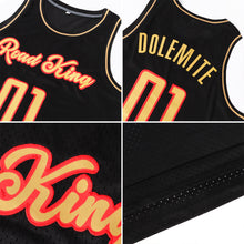 Load image into Gallery viewer, Custom Black Old Gold-Red Authentic Throwback Basketball Jersey

