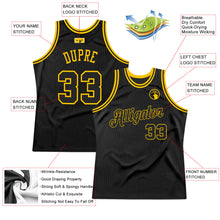 Load image into Gallery viewer, Custom Black Black-Gold Authentic Throwback Basketball Jersey
