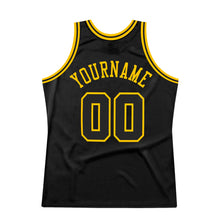 Load image into Gallery viewer, Custom Black Black-Gold Authentic Throwback Basketball Jersey
