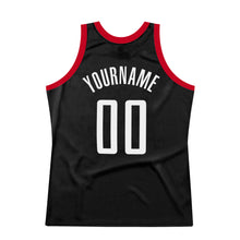 Load image into Gallery viewer, Custom Black White-Red Authentic Throwback Basketball Jersey
