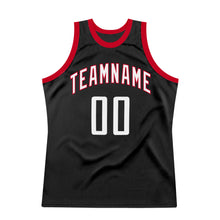 Load image into Gallery viewer, Custom Black White-Red Authentic Throwback Basketball Jersey
