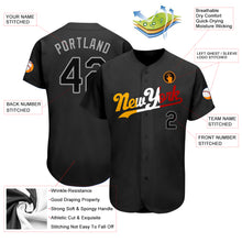 Load image into Gallery viewer, Custom Black Black-Gold Authentic Split Fashion Baseball Jersey
