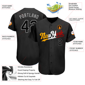 Custom Black Black-Gold Authentic Split Fashion Baseball Jersey
