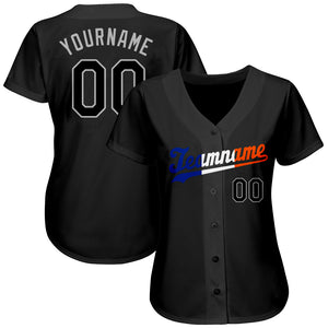 Custom Black Black-Orange Authentic Split Fashion Baseball Jersey