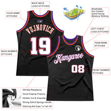 Load image into Gallery viewer, Custom Black White-Purple Authentic Throwback Basketball Jersey
