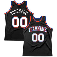 Load image into Gallery viewer, Custom Black White-Orange Authentic Throwback Basketball Jersey
