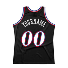 Load image into Gallery viewer, Custom Black White-Red Authentic Throwback Basketball Jersey
