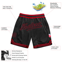 Load image into Gallery viewer, Custom Black Black-Red Authentic Throwback Basketball Shorts
