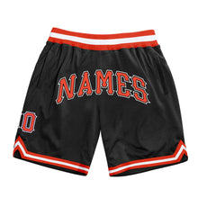 Laden Sie das Bild in den Galerie-Viewer, Custom Black Orange-White Authentic Throwback Basketball Shorts
