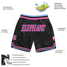 Load image into Gallery viewer, Custom Black Pink-Light Blue Authentic Throwback Basketball Shorts
