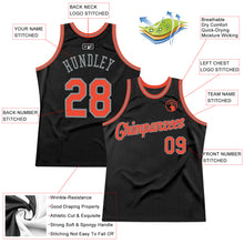 Load image into Gallery viewer, Custom Black Orange-Gray Authentic Throwback Basketball Jersey
