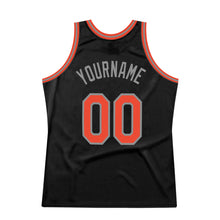 Load image into Gallery viewer, Custom Black Orange-Gray Authentic Throwback Basketball Jersey
