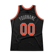 Laden Sie das Bild in den Galerie-Viewer, Custom Black Orange-Gray Authentic Throwback Basketball Jersey
