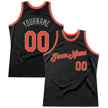 Load image into Gallery viewer, Custom Black Orange-Gray Authentic Throwback Basketball Jersey
