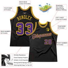 Laden Sie das Bild in den Galerie-Viewer, Custom Black Purple-Gold Authentic Throwback Basketball Jersey
