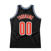 Load image into Gallery viewer, Custom Black Orange-Light Blue Authentic Throwback Basketball Jersey

