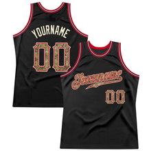 Load image into Gallery viewer, Custom Black Camo-Red Authentic Throwback Basketball Jersey
