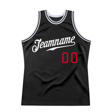 Load image into Gallery viewer, Custom Black White-Red Authentic Throwback Basketball Jersey

