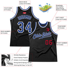 Load image into Gallery viewer, Custom Black Royal-Red Authentic Throwback Basketball Jersey
