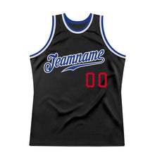 Load image into Gallery viewer, Custom Black Royal-Red Authentic Throwback Basketball Jersey
