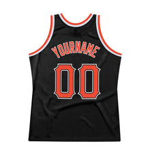 Load image into Gallery viewer, Custom Black Orange-White Authentic Throwback Basketball Jersey
