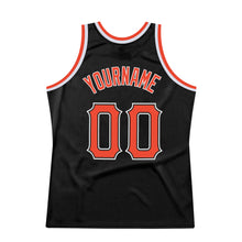 Laden Sie das Bild in den Galerie-Viewer, Custom Black Orange-White Authentic Throwback Basketball Jersey
